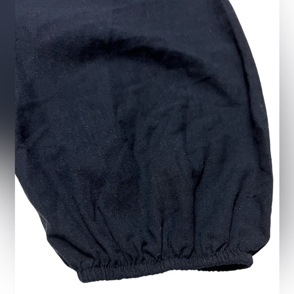 Free People A-line Linen Mini Dress Long Balloon Sleeves Black Small NWoT - Picture 7 of 11